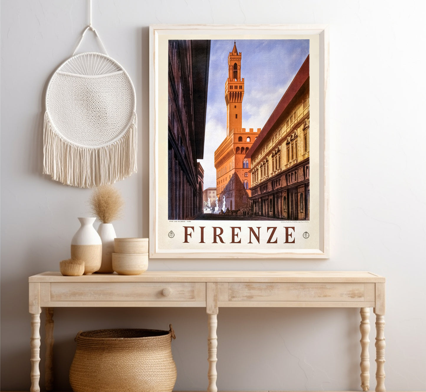 Florence Italy vintage travel poster Firenze by unknown author, 1930s.