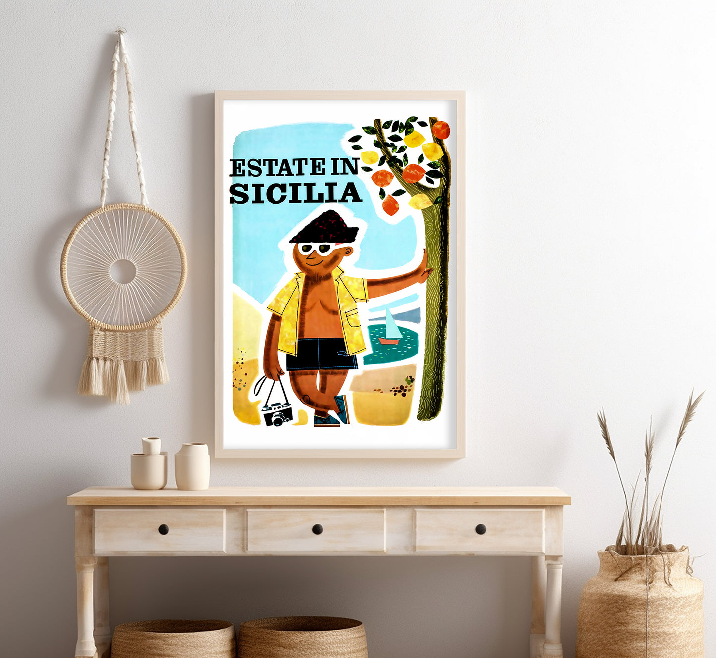 Estate in Sicilia, Sicily Italy vintage travel poster by unknown author, 1940s.
