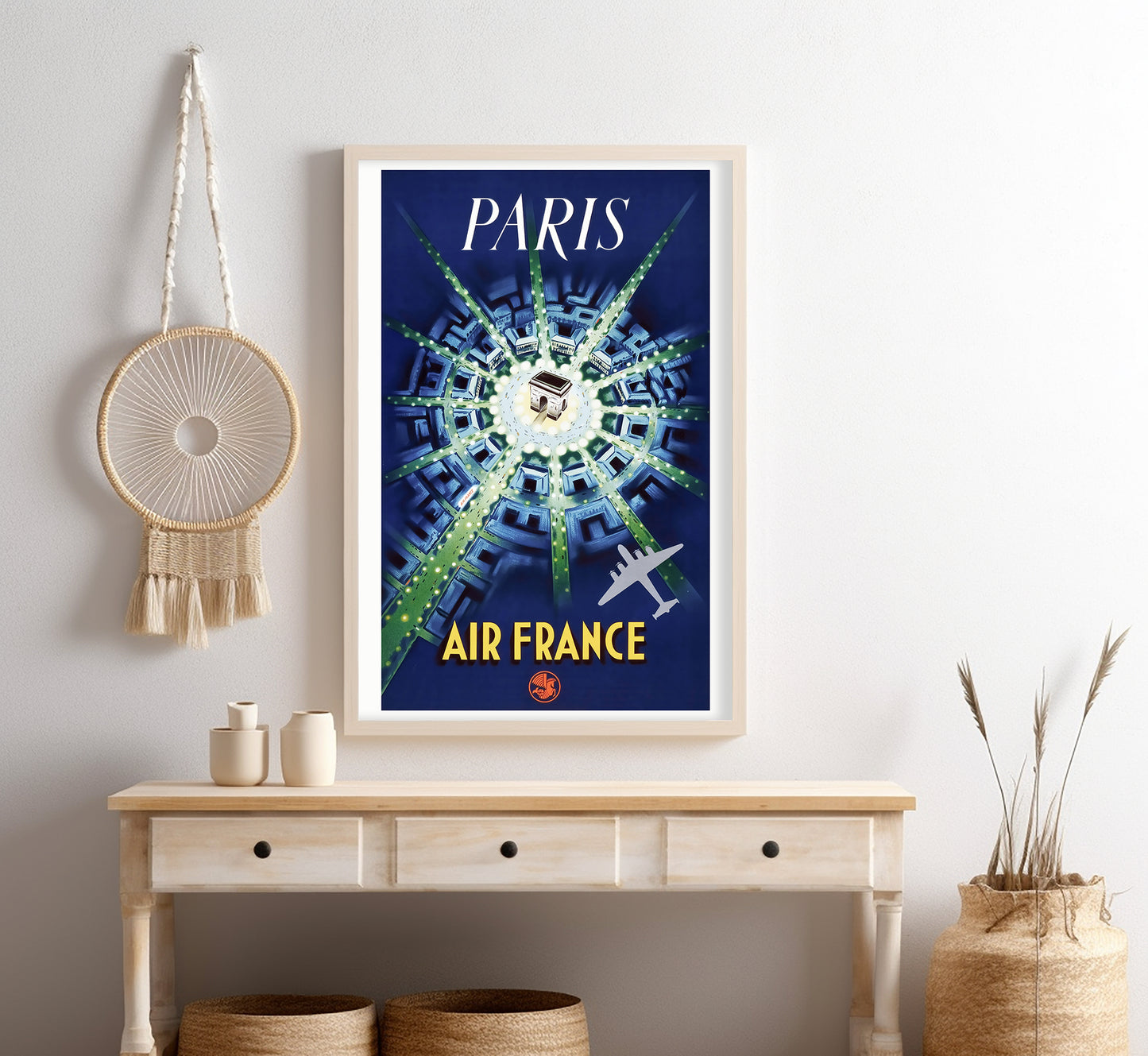 Air France, Paris, France vintage travel poster unknown author, 1930s.