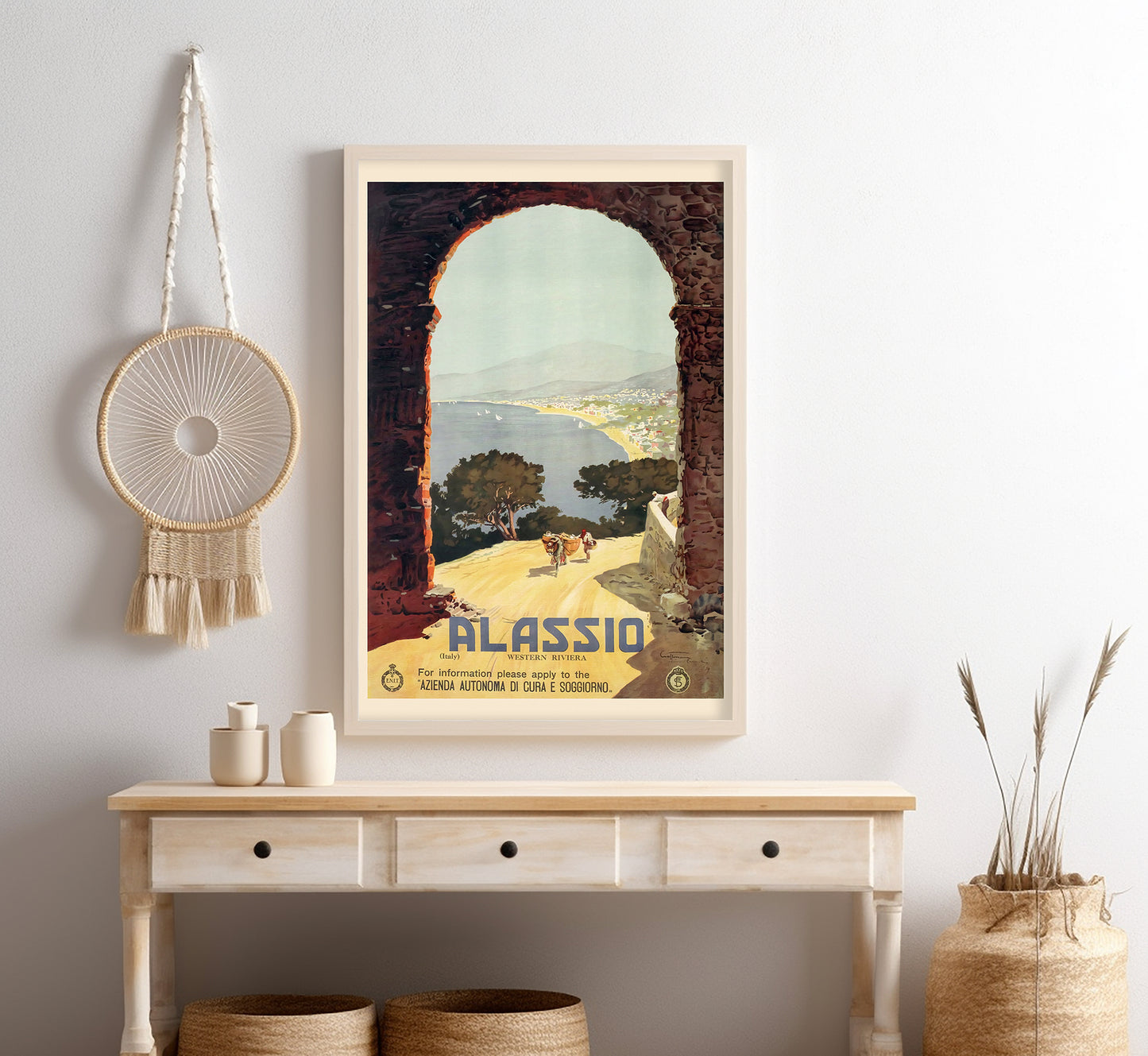 Alassio Western Riviera, Italy vintage travel poster by Aurelio Craffonara, 1920s.