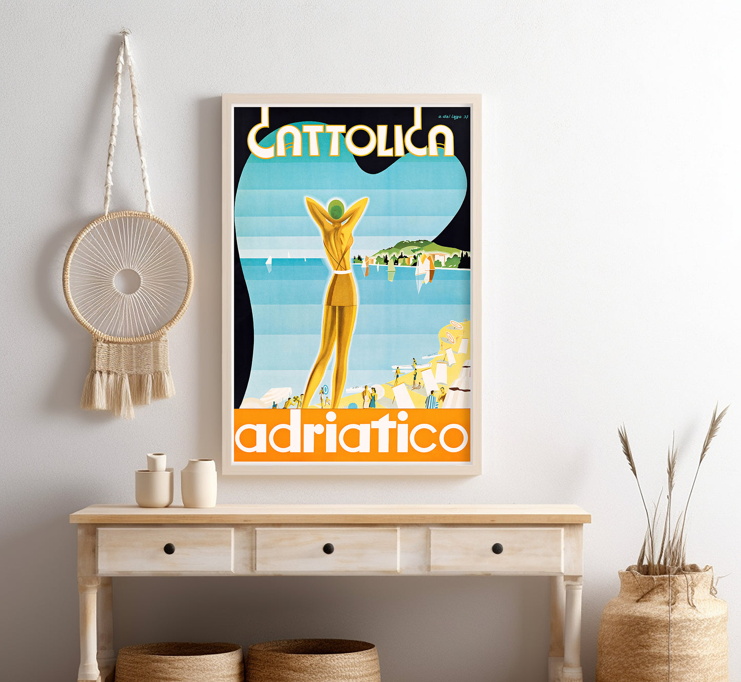 Cattolica, Adriatic Riviera, Italy vintage travel poster by Achille Dal Lago, c. 1937.