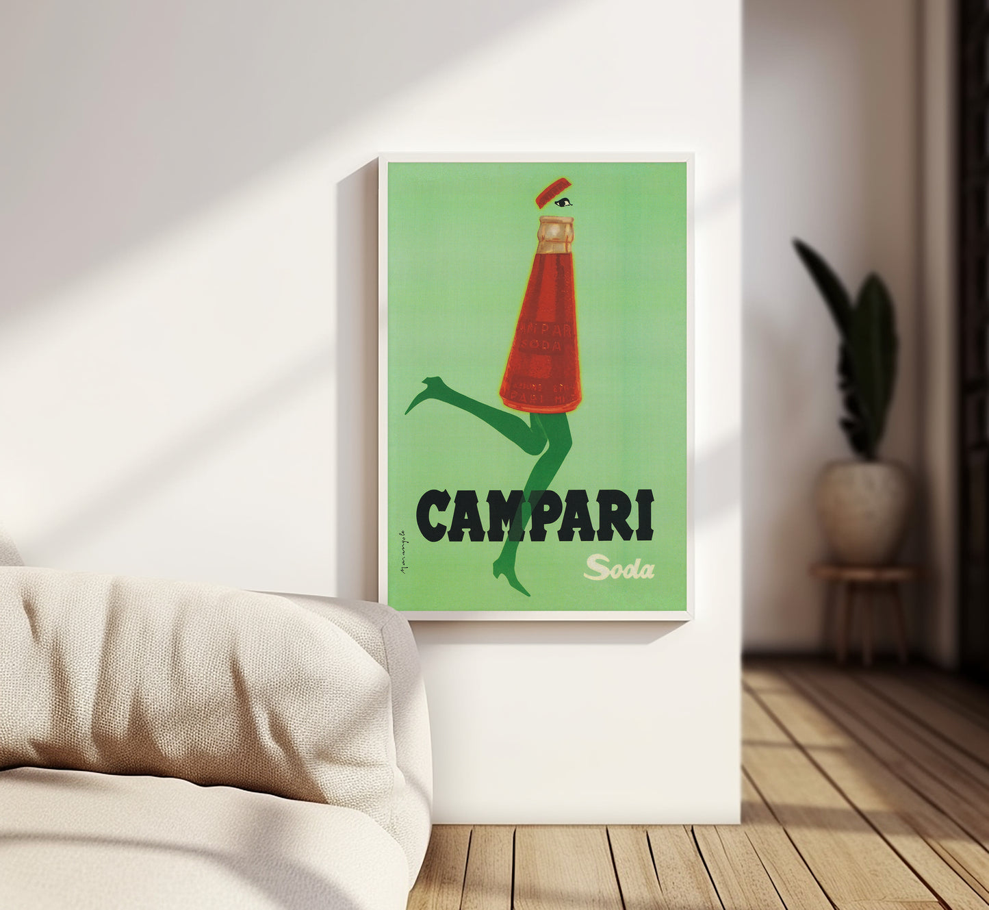 Campari Soda | Corre Col Tempo | Vintage Advertising Poster | Vintage Kitchen Decor | Extra Large Wall Art.