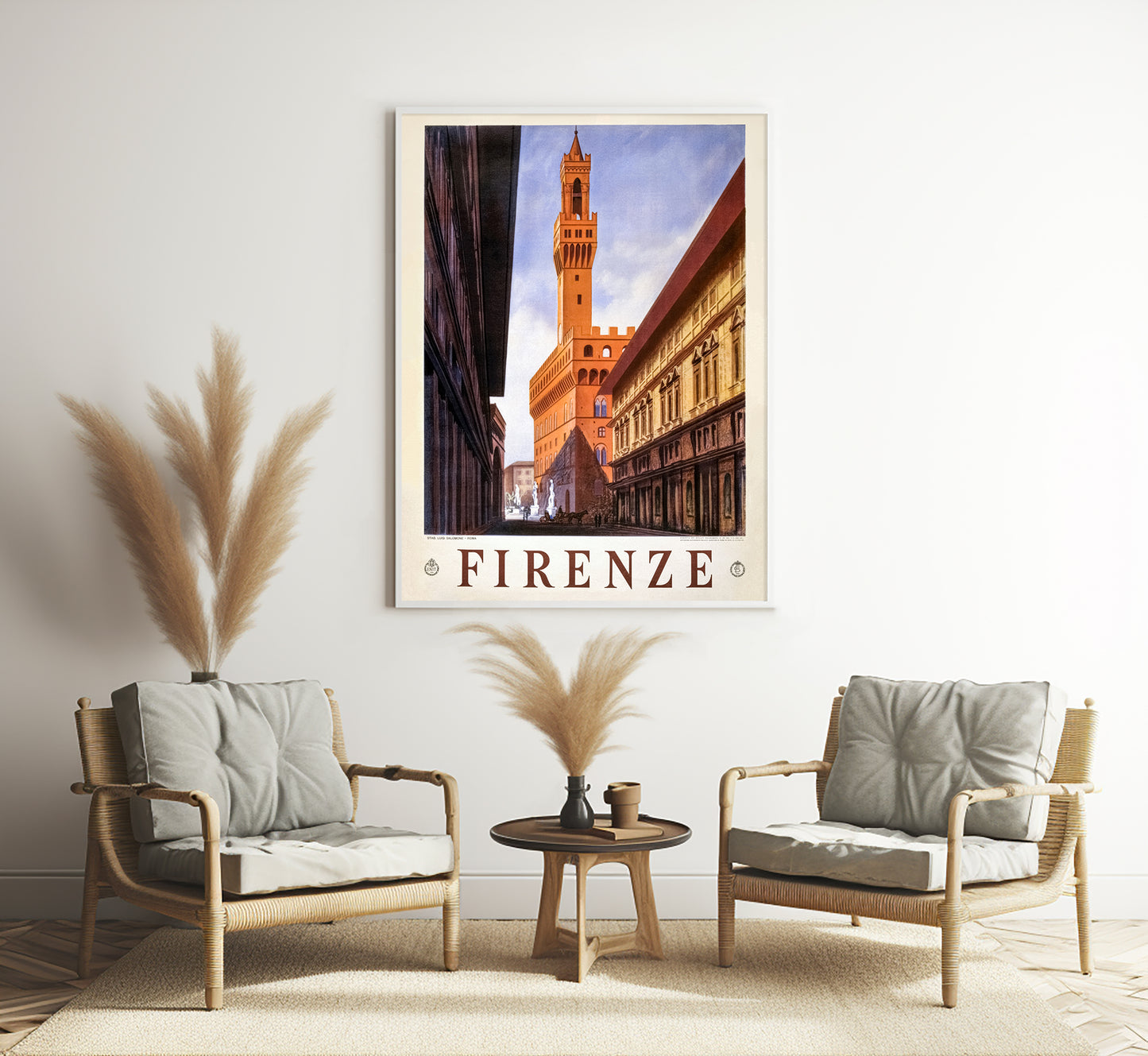 Florence Italy vintage travel poster Firenze by unknown author, 1930s.