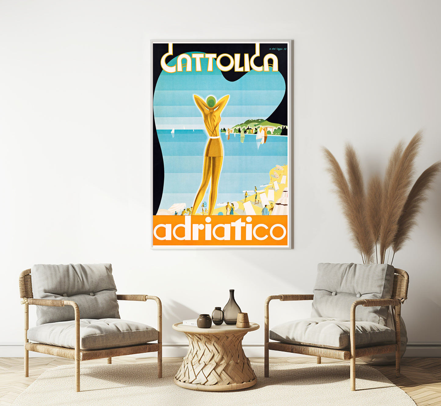 Cattolica, Adriatic Riviera, Italy vintage travel poster by Achille Dal Lago, c. 1937.