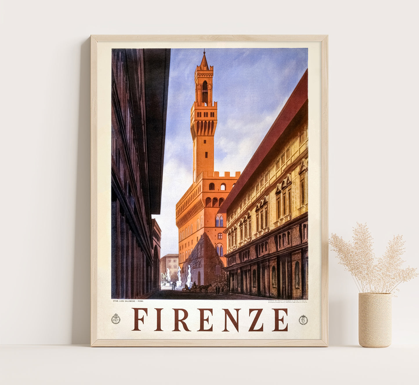 Florence Italy vintage travel poster Firenze by unknown author, 1930s.