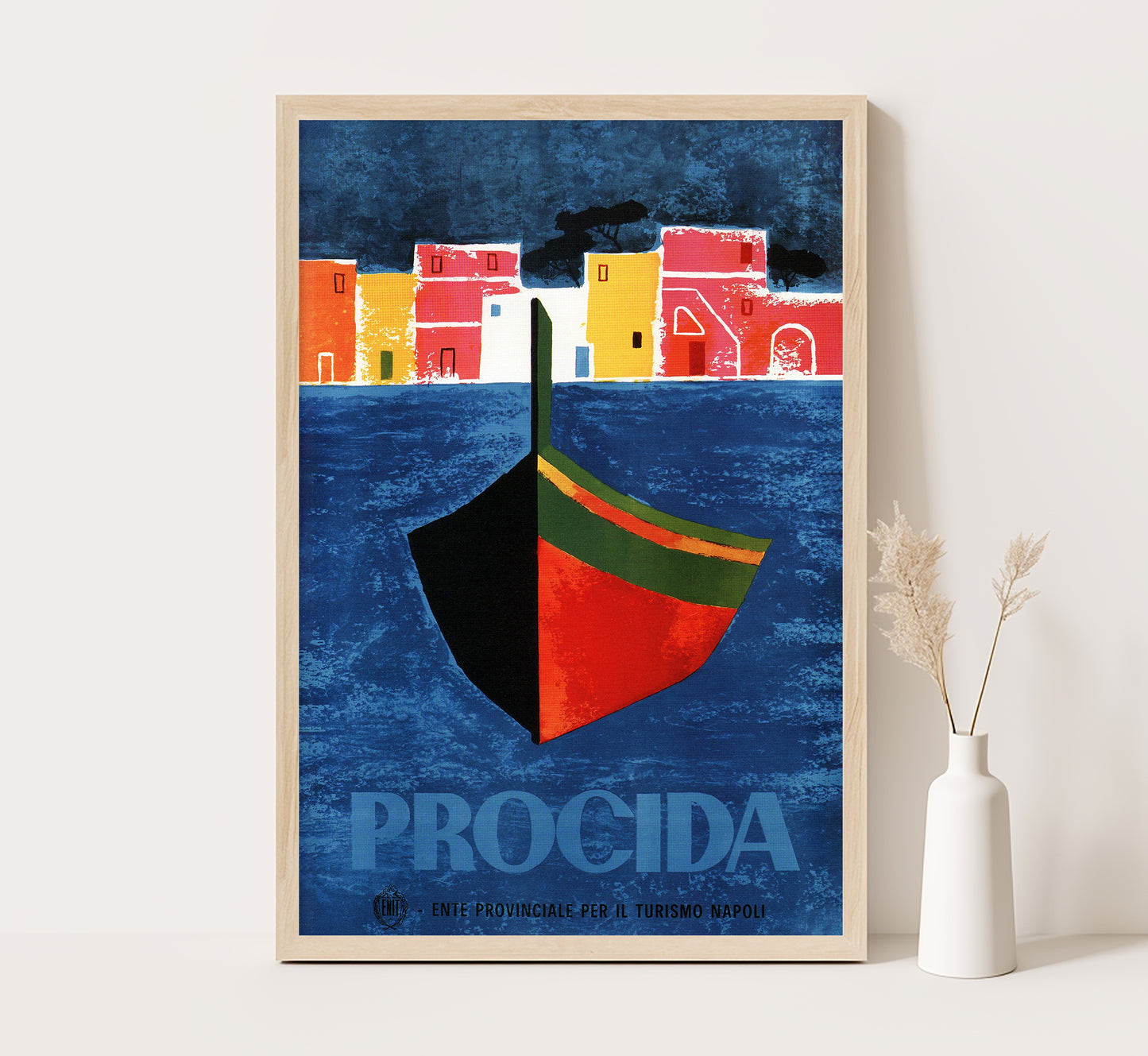 Procida island, Italy vintage travel poster by Puppo, 1930s.