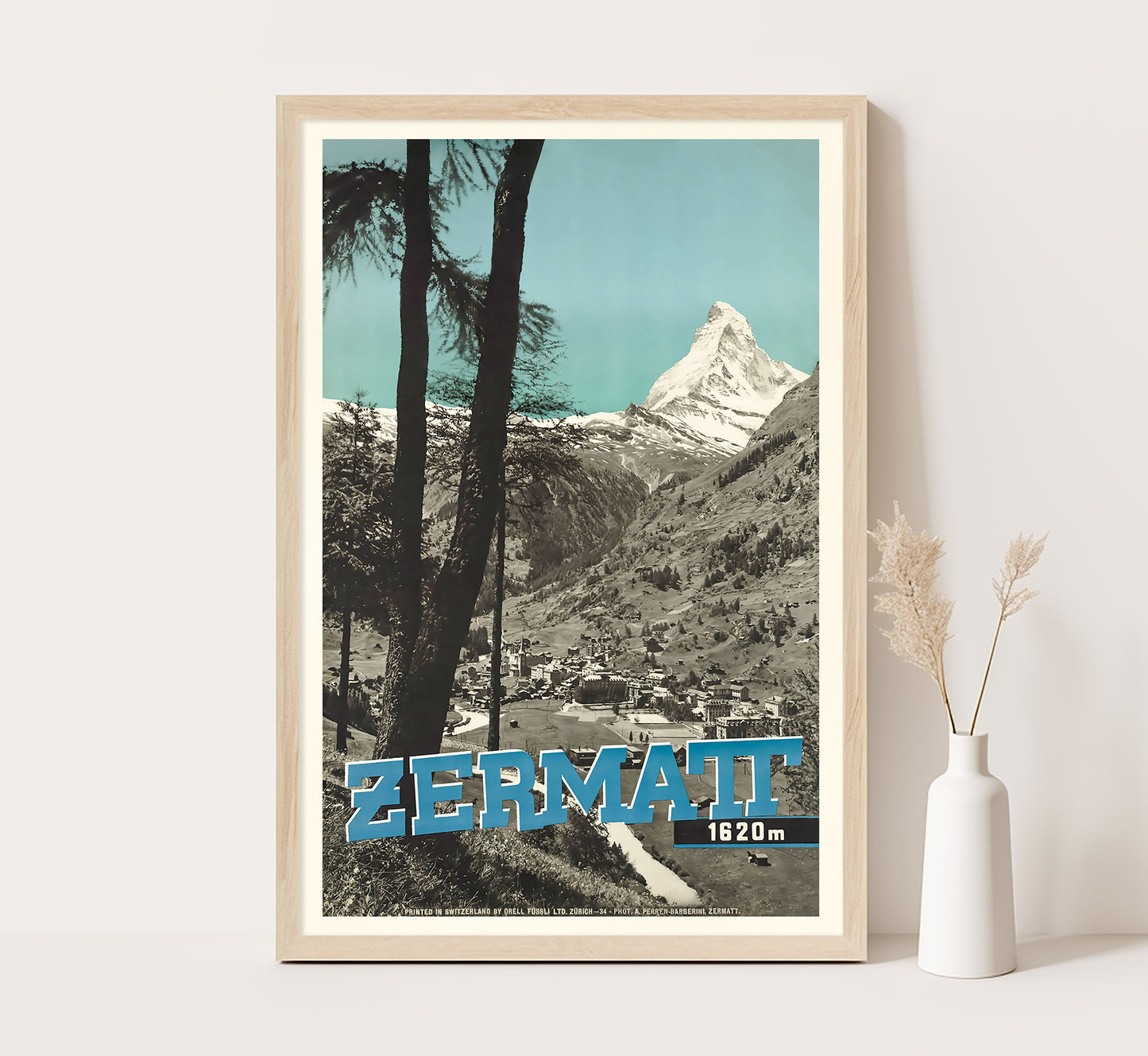Zermatt, Switzerland vintage travel poster by Perren-Barberini, 1910-1959.