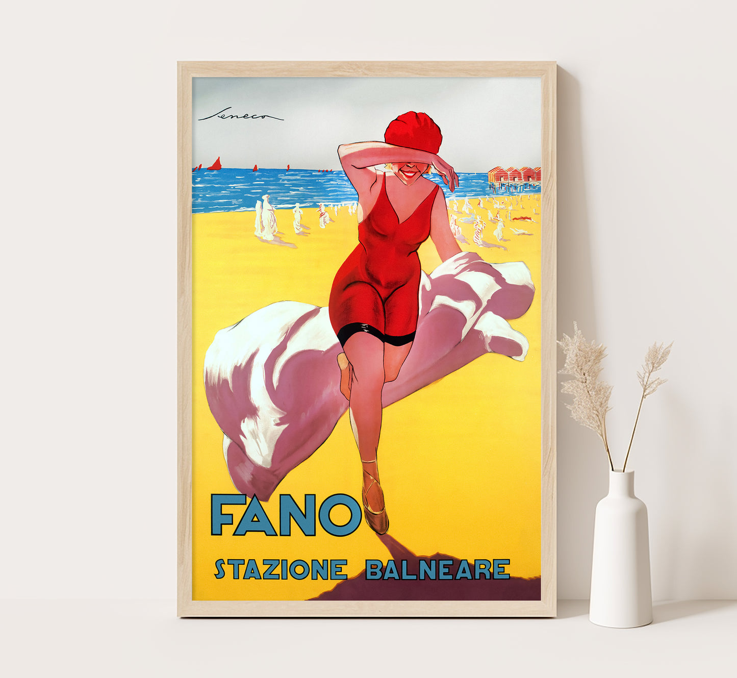 Fano, Pesaro and Urbino, Marche, Italy vintage travel poster by Federico Seneca, 1930s.