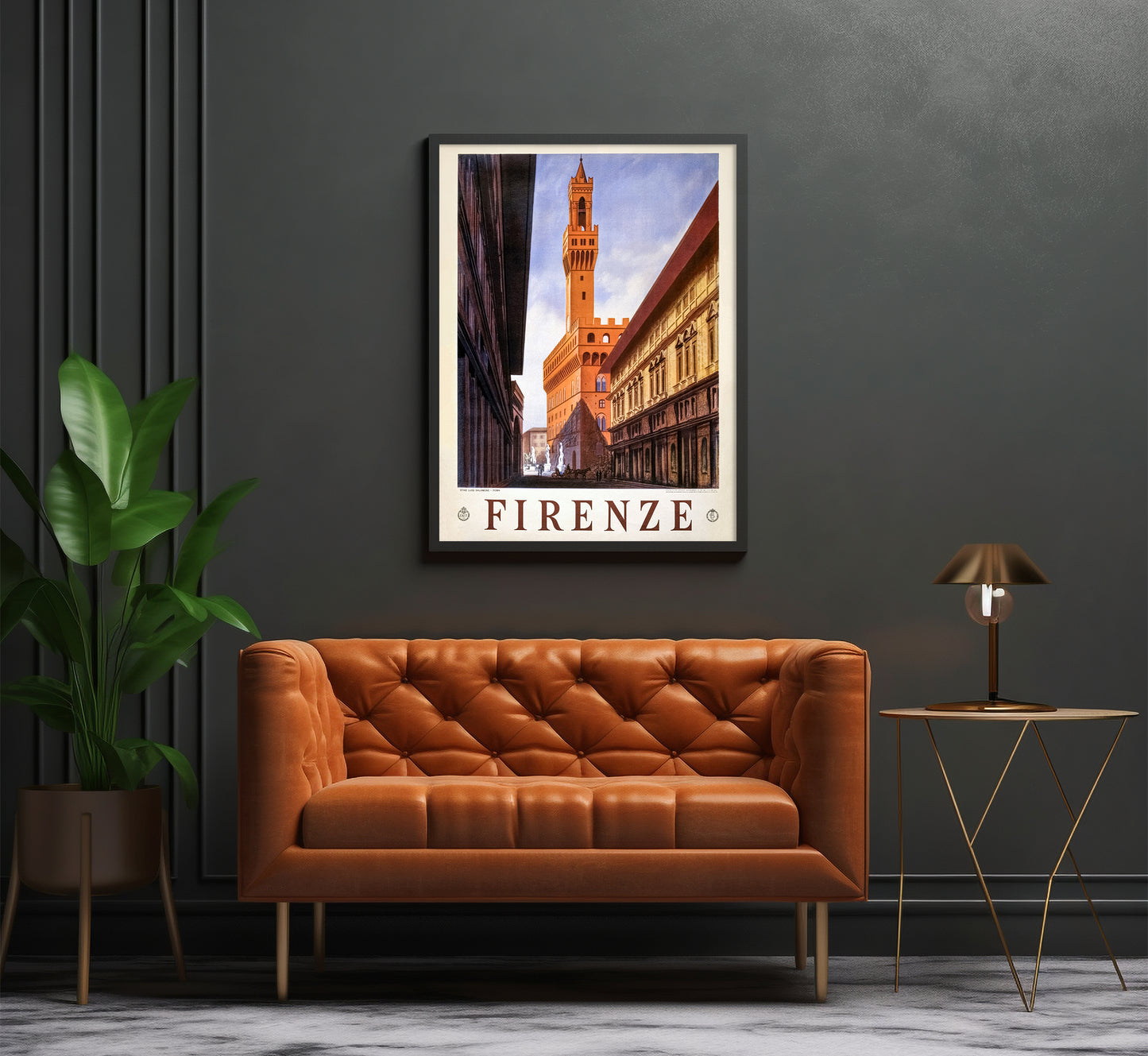 Florence Italy vintage travel poster Firenze by unknown author, 1930s.