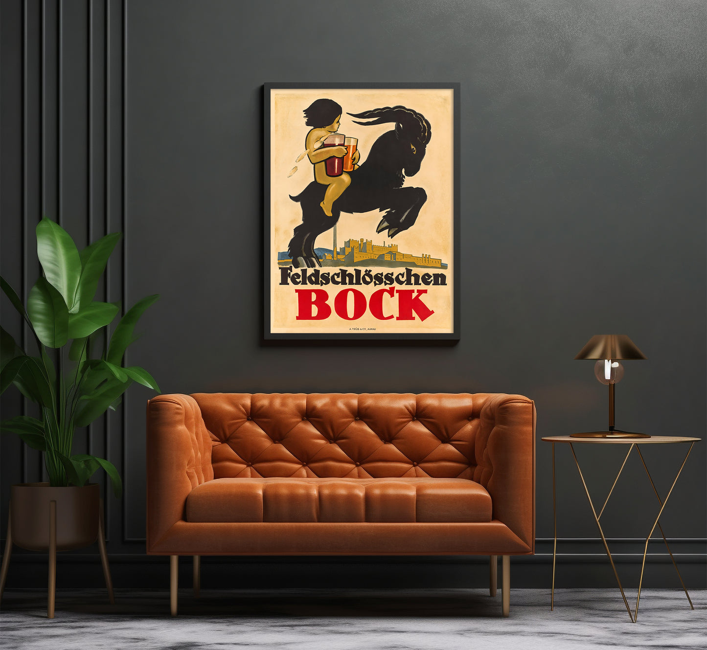 Highly collectable Switzerland Feldschlösschen Bock vintage travel poster A. Trüb & Cie.
