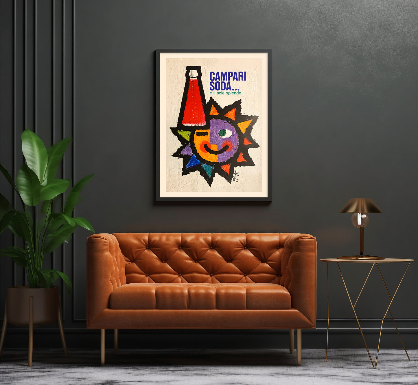 Campari Soda Poster from 1950s | E il sole splende | Vintage Campari Advertising Poster | Vintage Kitchen Decor.