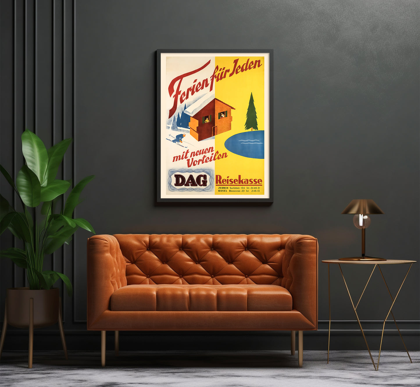 Winter and summer sports in Swiss, Switzerland vintage travel poster by unknown author, 1938.