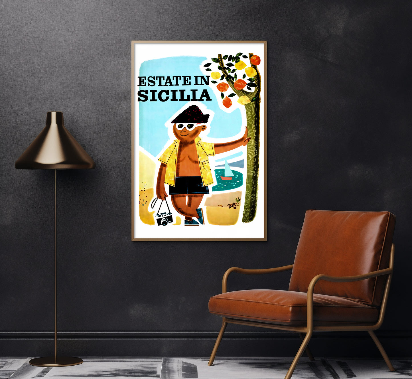 Estate in Sicilia, Sicily Italy vintage travel poster by unknown author, 1940s.