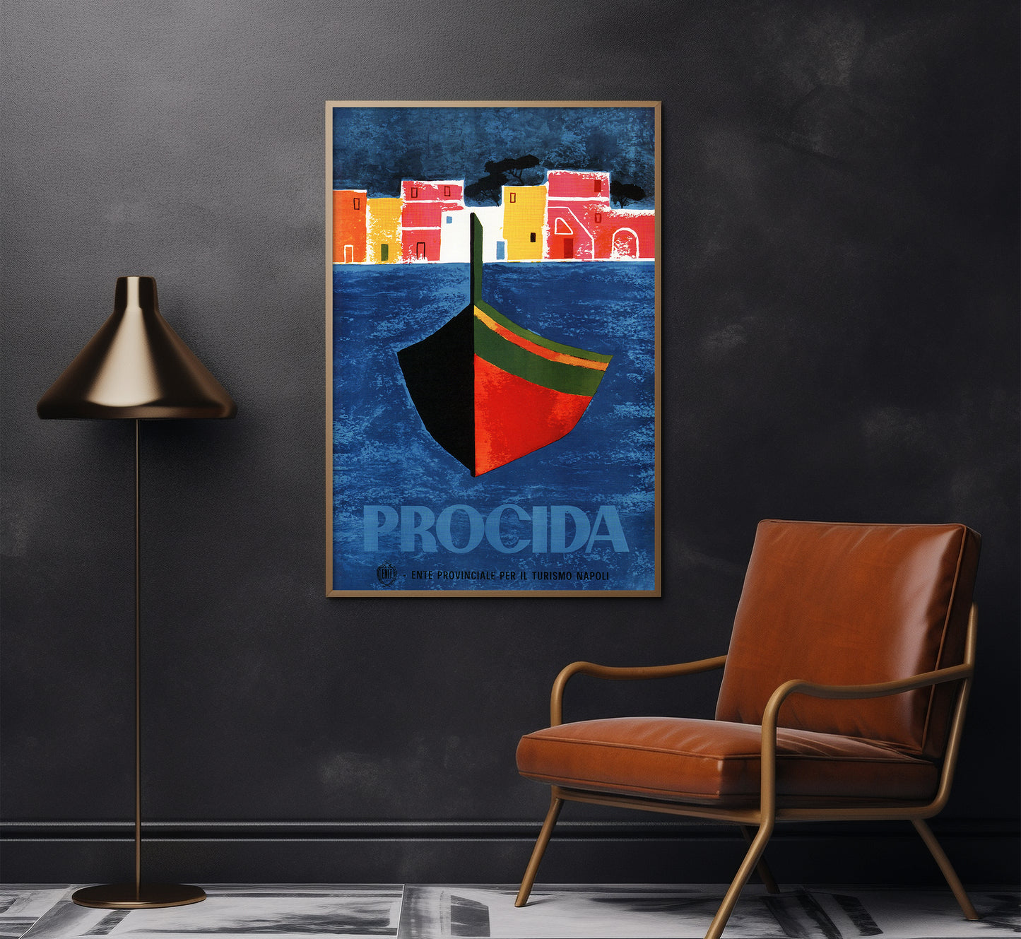 Procida island, Italy vintage travel poster by Puppo, 1930s.