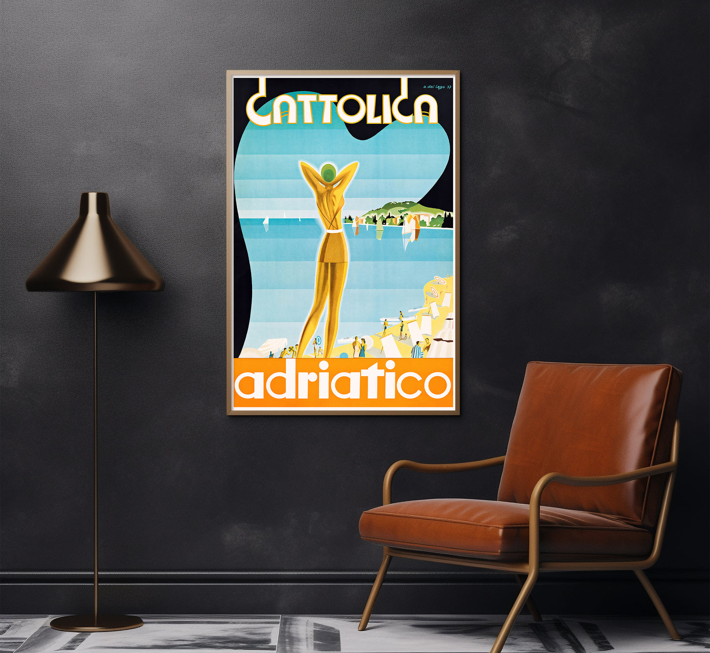 Cattolica, Adriatic Riviera, Italy vintage travel poster by Achille Dal Lago, c. 1937.