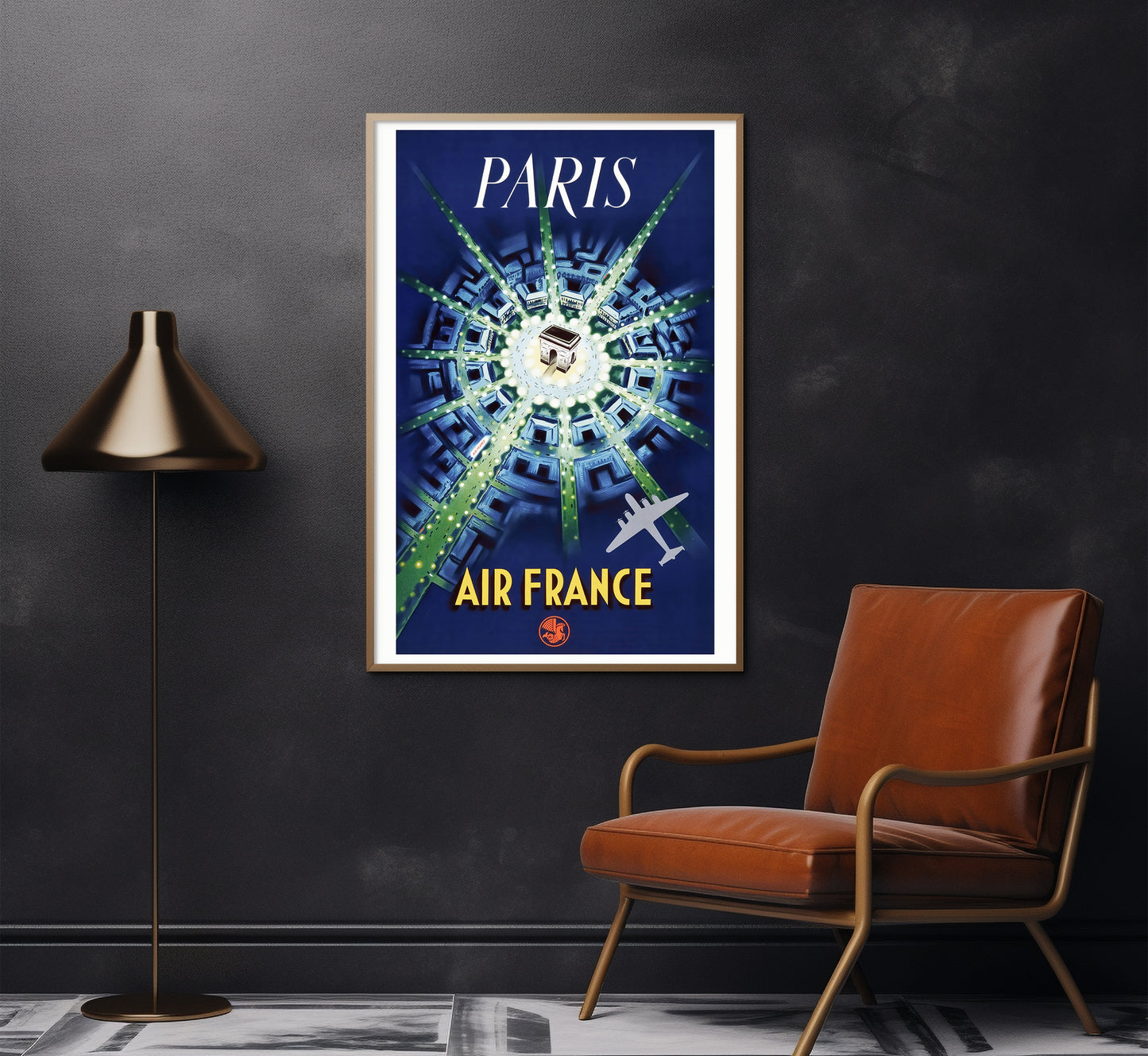Air France, Paris, France vintage travel poster unknown author, 1930s.