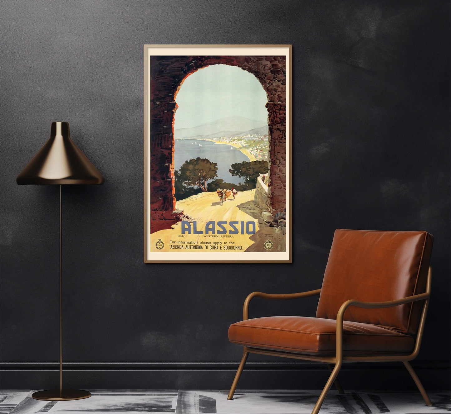 Alassio Western Riviera, Italy vintage travel poster by Aurelio Craffonara, 1920s.