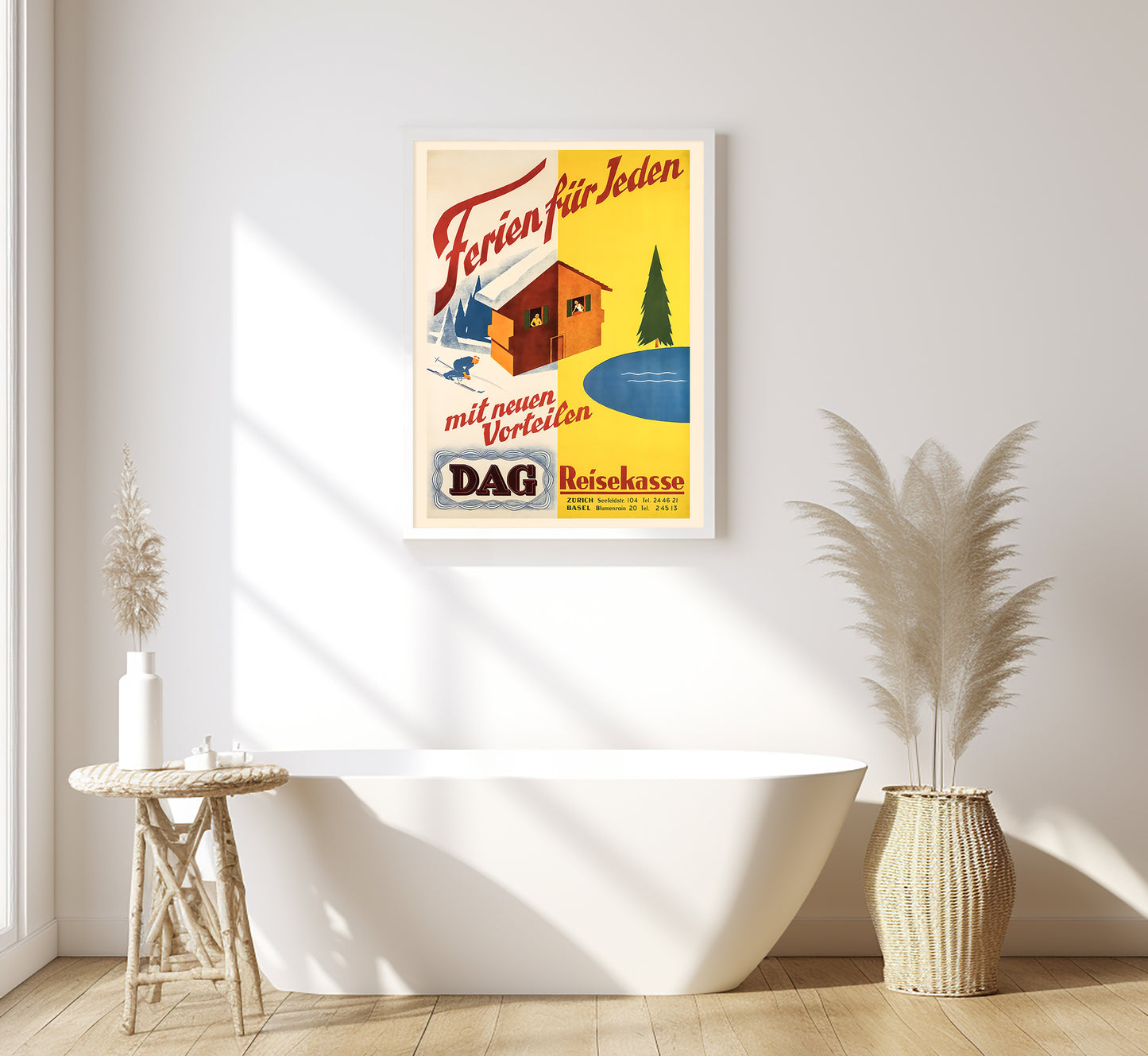 Winter and summer sports in Swiss, Switzerland vintage travel poster by unknown author, 1938.