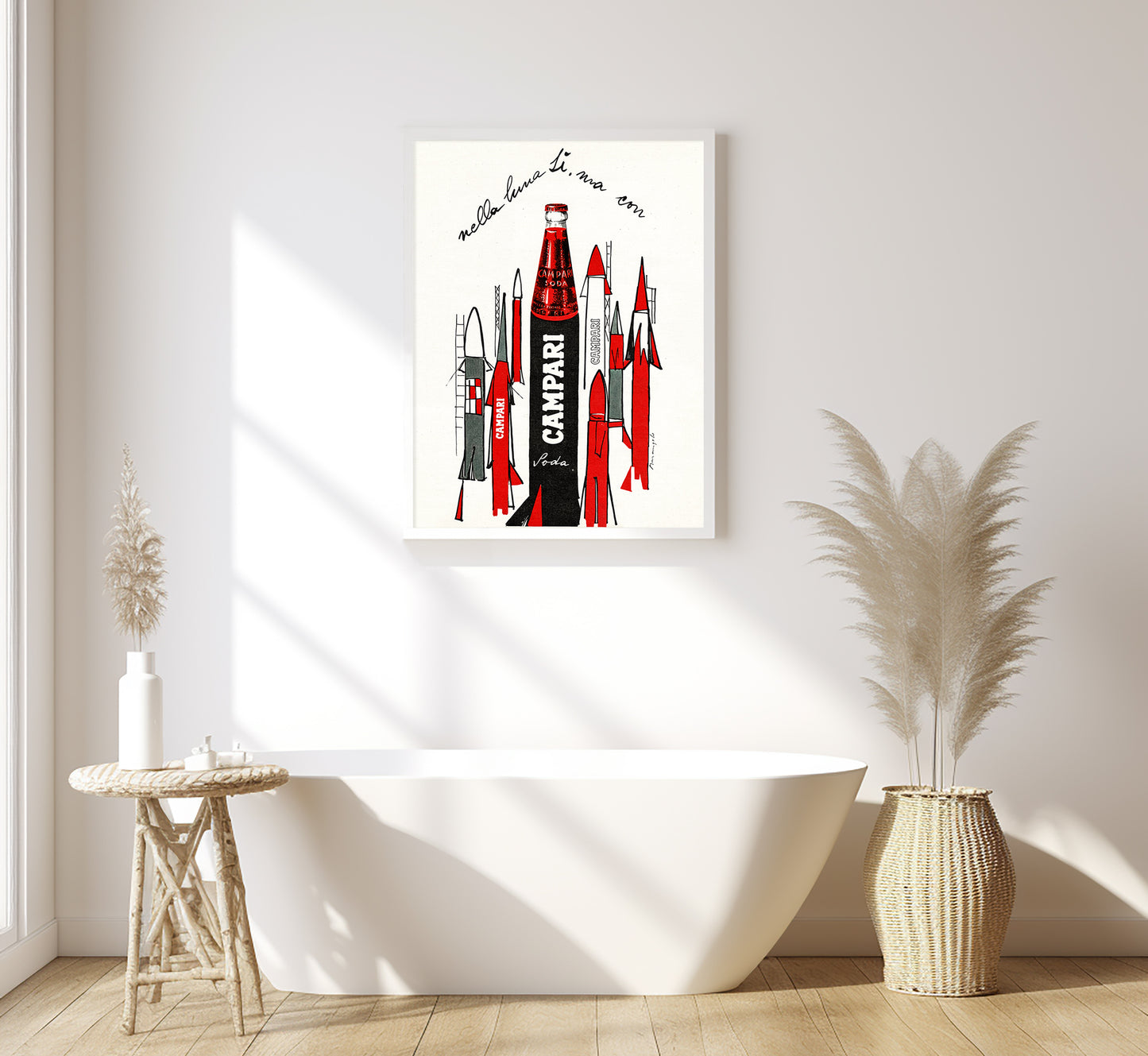 Nella Luna Si Ma Con Campari by Marangolo | Campari Vintage Advertising Poster | Vintage Kitchen Decor | Large Wall Art.