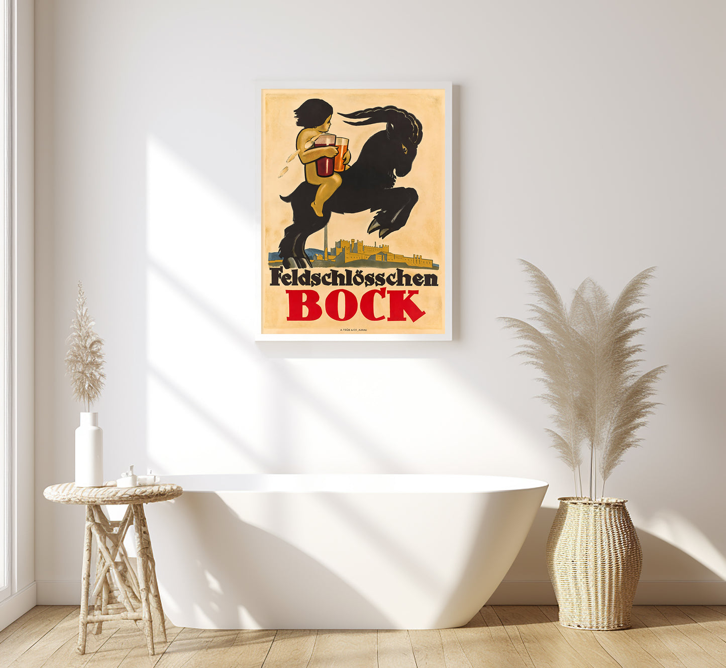 Highly collectable Switzerland Feldschlösschen Bock vintage travel poster A. Trüb & Cie.