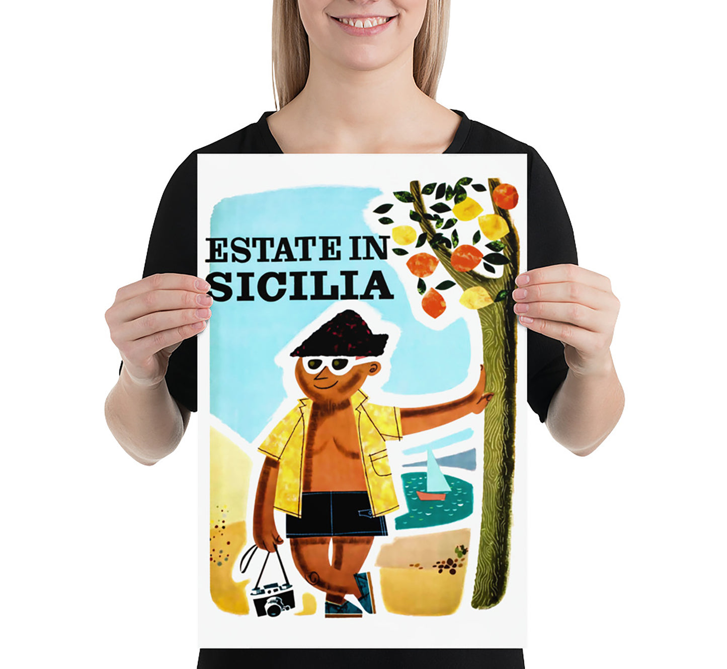 Estate in Sicilia, Sicily Italy vintage travel poster by unknown author, 1940s.