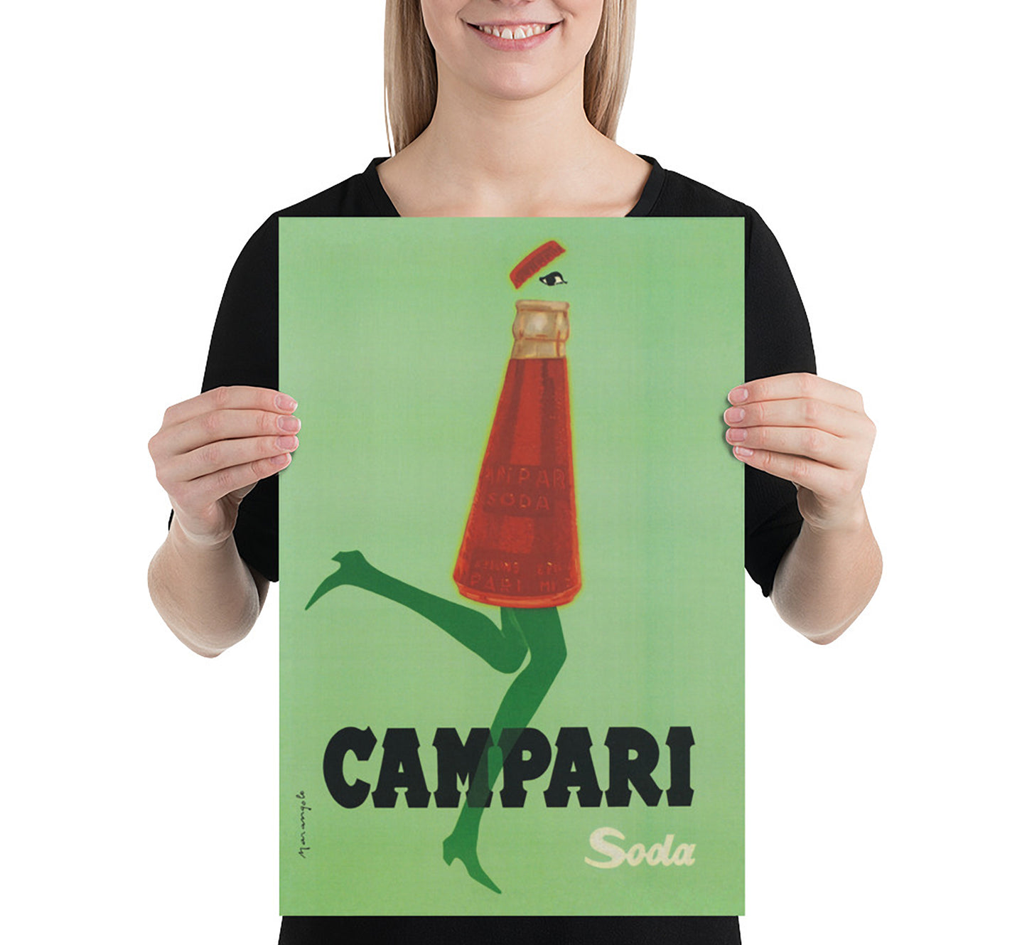 Campari Soda | Corre Col Tempo | Vintage Advertising Poster | Vintage Kitchen Decor | Extra Large Wall Art.