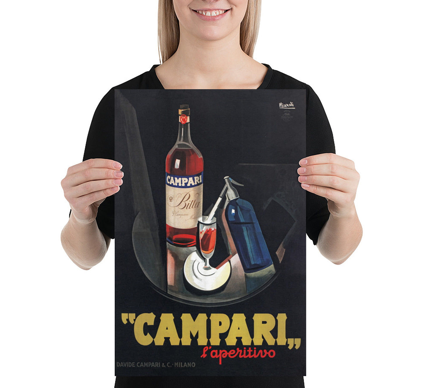 Campari aperativo liqueur vintage advertising poster by Marcello Nizzoli, 1926.