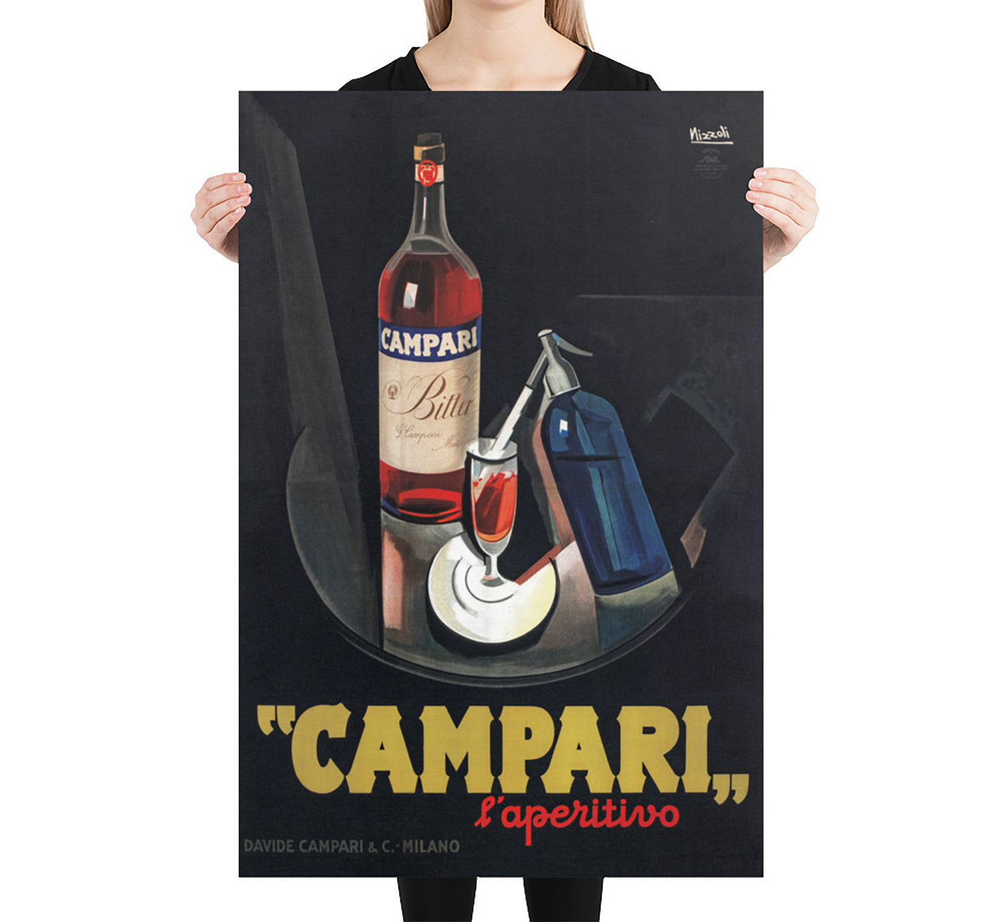 Campari aperativo liqueur vintage advertising poster by Marcello Nizzoli, 1926.