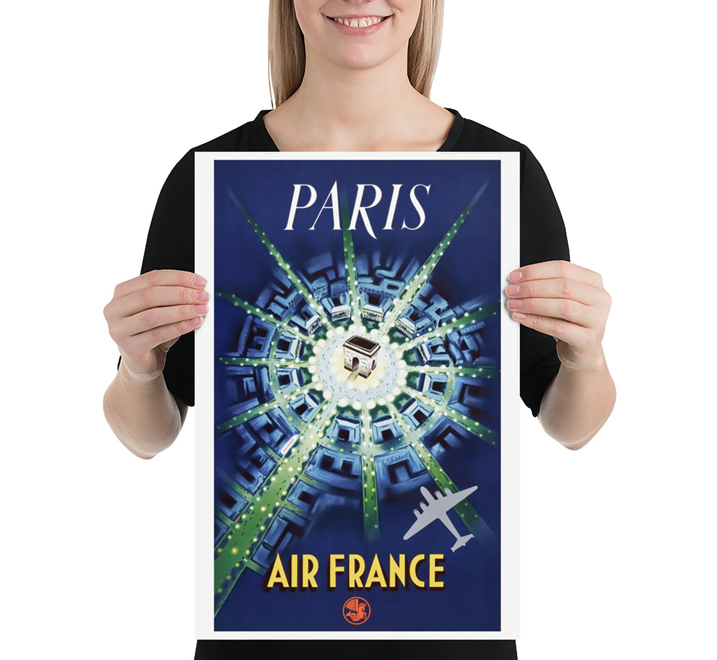 Air France, Paris, France vintage travel poster unknown author, 1930s.