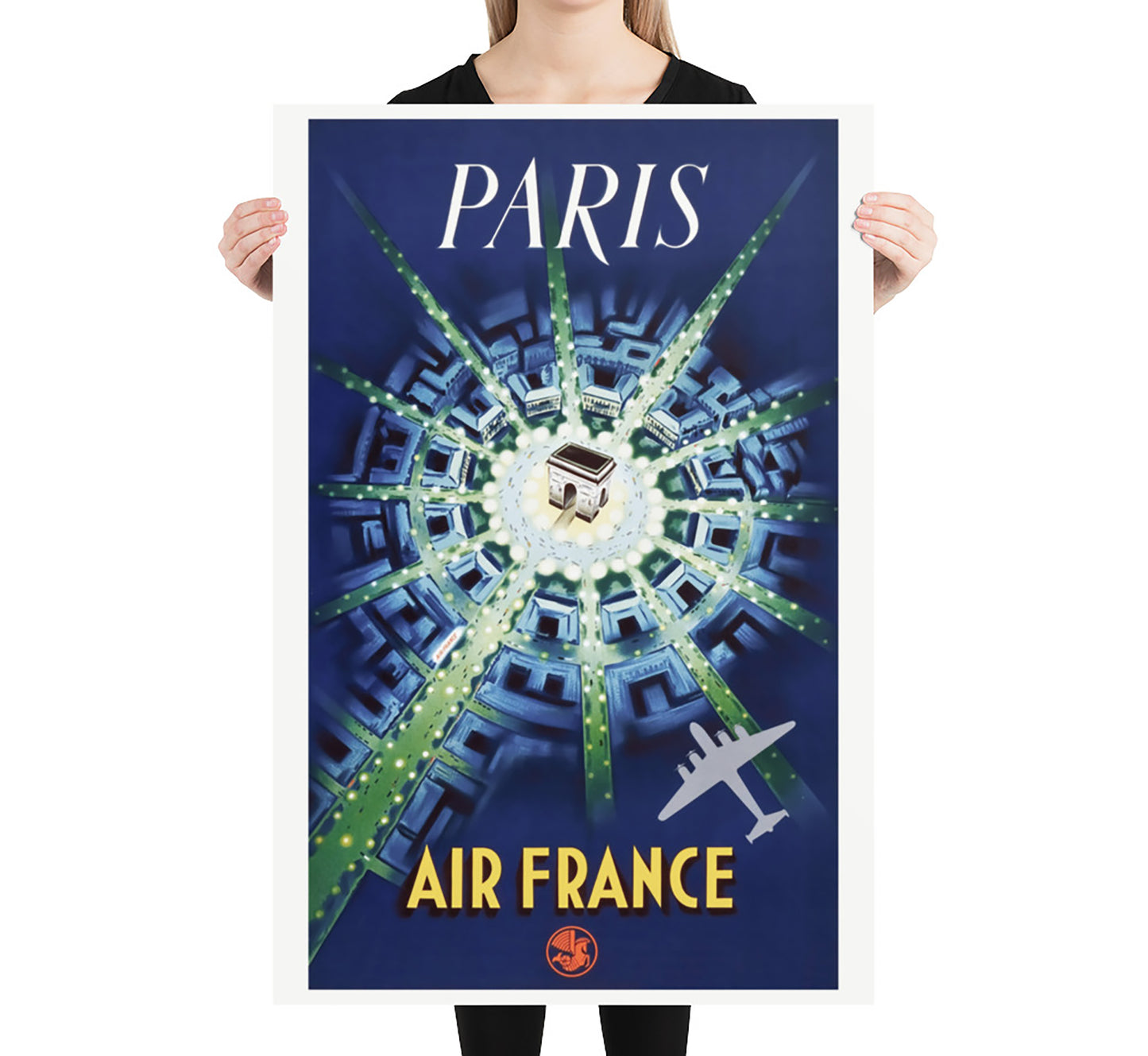 Air France, Paris, France vintage travel poster unknown author, 1930s.