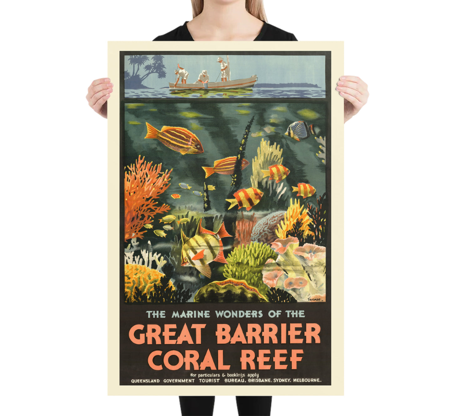 Great Barrier Reef, Australia vintage travel poster by Percival Albert Trompf, 30s.