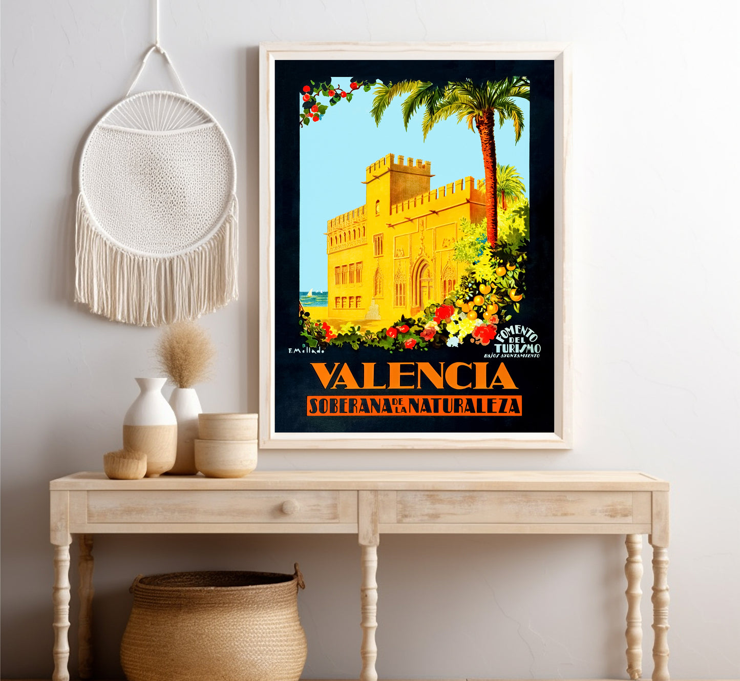 Valencia, Spain vintage travel poster "Soberana de la Naturaleza" by F. Mellado, c. 1930.