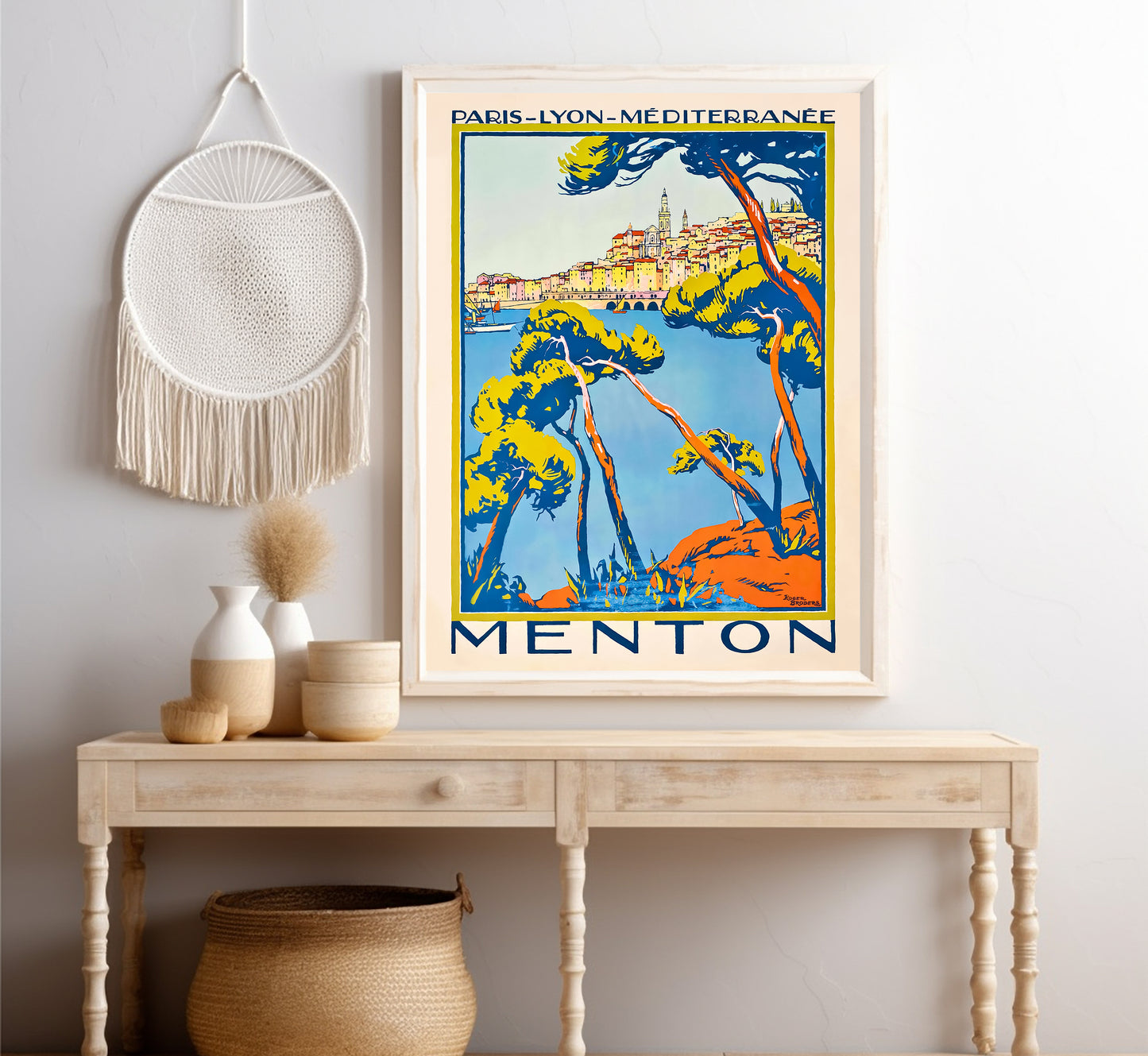 PML Menton vintage travel poster by Roger Broders, 1923.