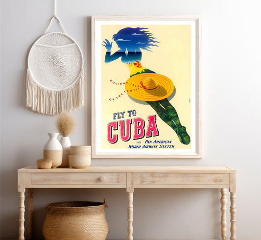 Holiday Isles of the Tropics, Fly to Cuba vintage travel poster Julius Seyler, c. 1910-1959.