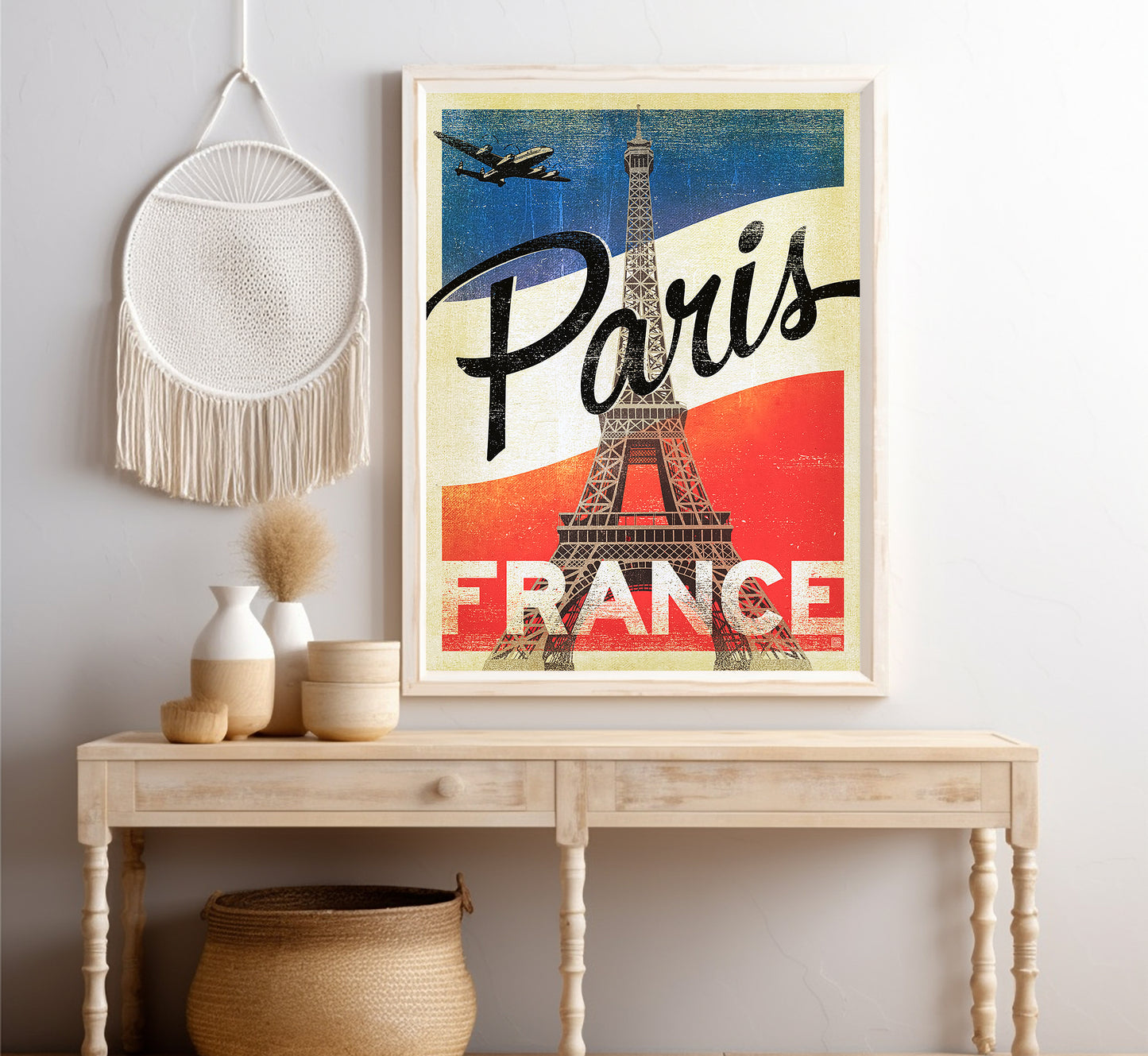 Retro look Paris poster, France vintage travel poster by unknown author, 1930s.