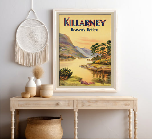 Killarney, Heavens reflex, Ireland vintage travel poster by W. Till, 1910-1959.