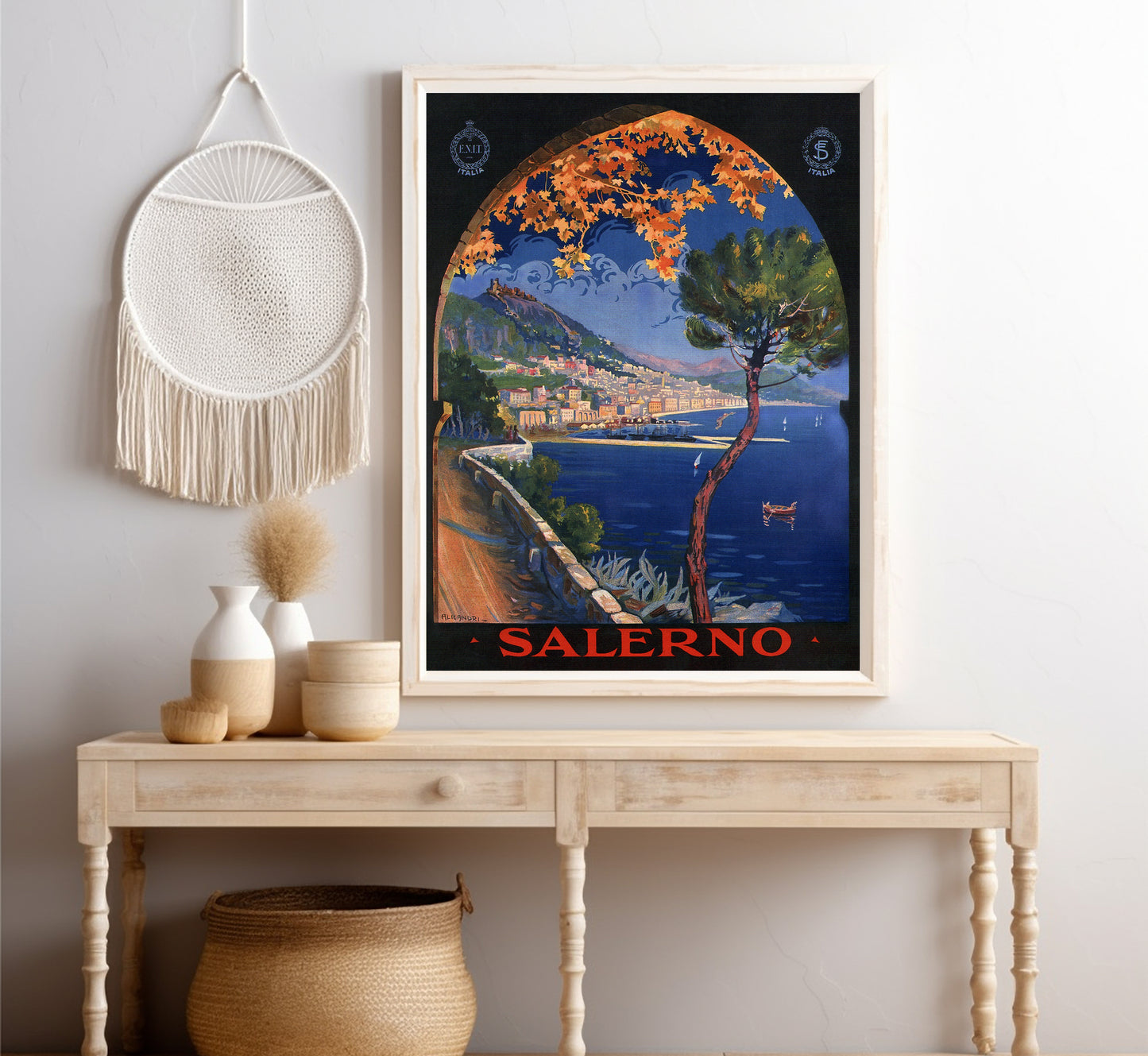 Salerno, Italy vintage travel poster by Vincenzo Alicandri, c. 1930s.