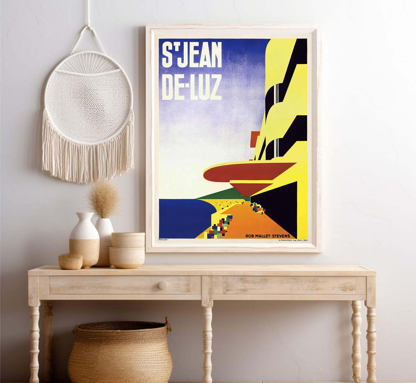 Saint Jean de Luz French vintage travel poster by Robert Mallet-Stevens, 1928.