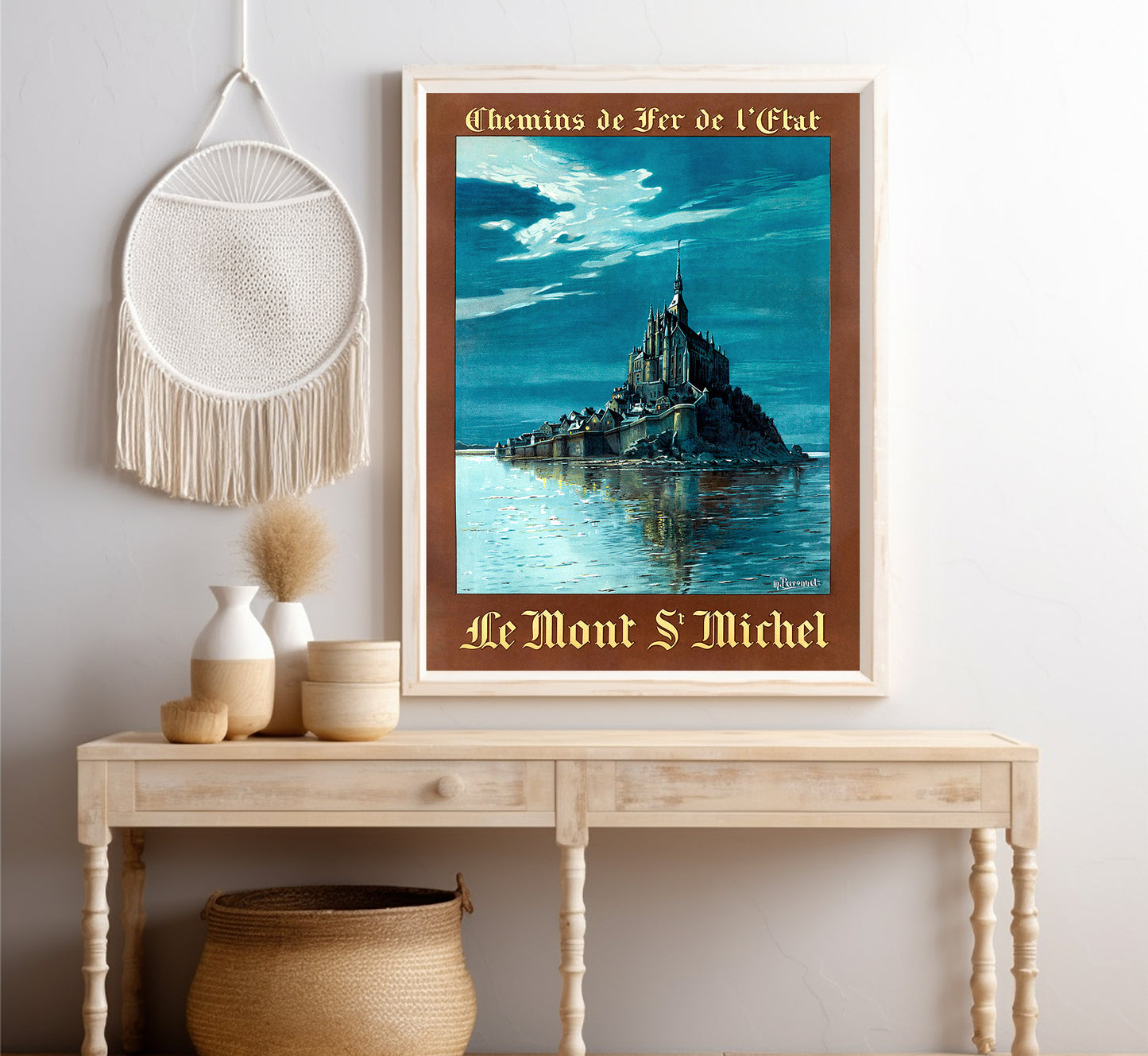 Chemins de Fer de l'Etat, Le Mont St. Michel, France vintage travel poster by Maurice Perronet, c. 1930s.