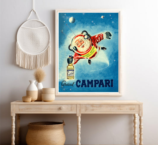 Cordial Campari Poster | Babbo Natale Santa Claus poster | Vintage Campari Advertising Poster | Vintage Kitchen Decor.