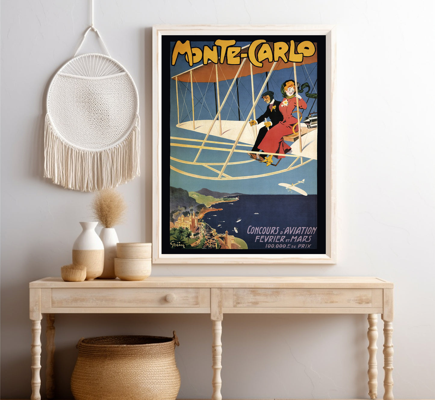 Monaco, Monte Carlo vintage travel poster by Grun, c. 20s.