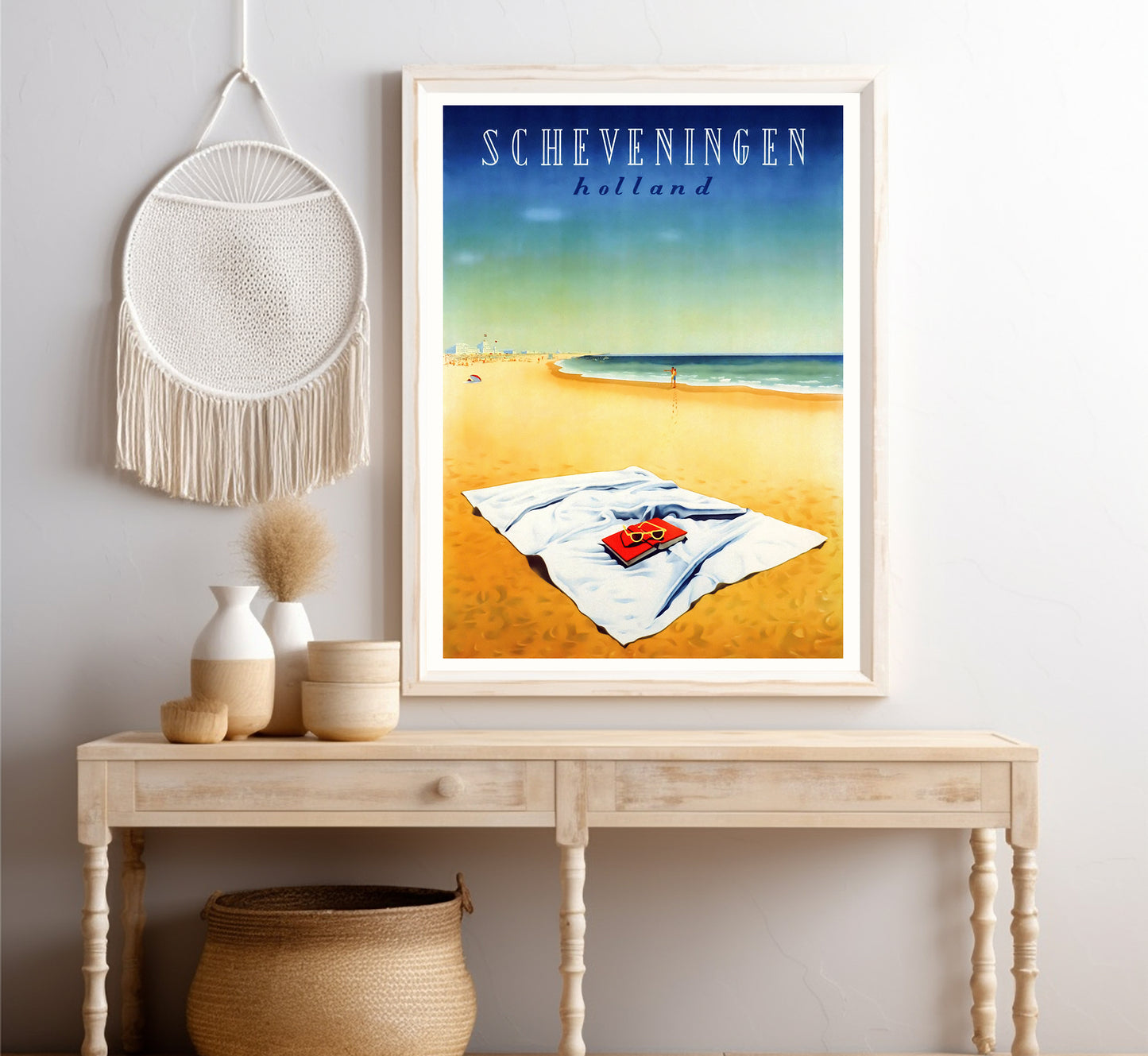 Scheveningen beach, Holland vintage travel poster by Jan Ladies, 1910-1955.