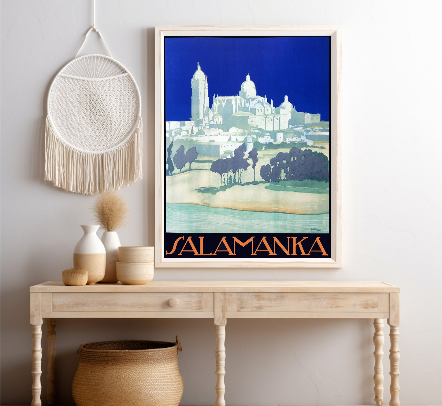 Salamanca, Spain vintage travel poster by Salvador Rubio Bartolozzi, c. 1910-1955.