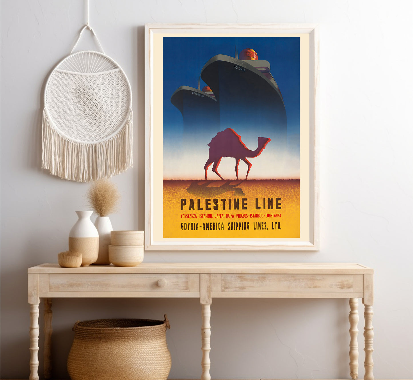 Palestine line vintage travel poster by T. Trepkowski, c. 1935.