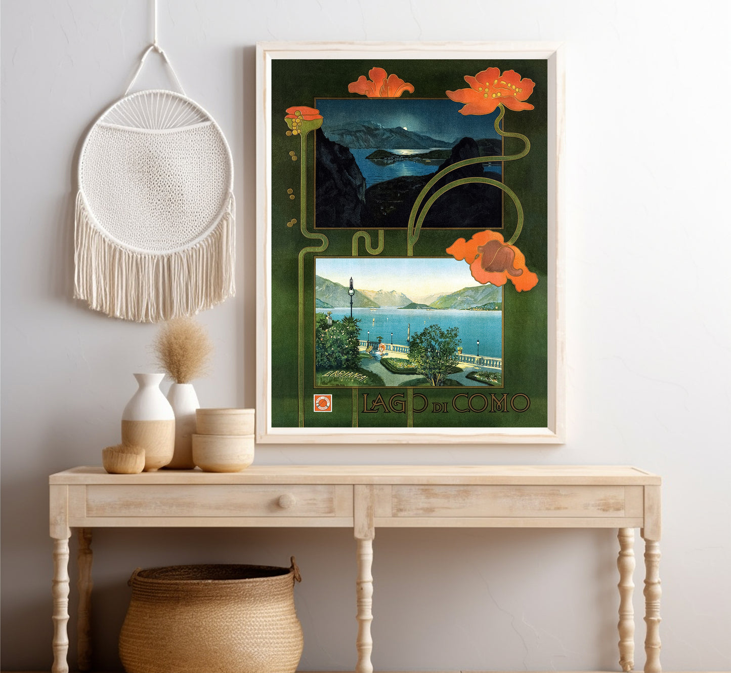 Lago di Como Italy vintage travel poste, Lake Como Italy Poster by unknown author, c. 1899.