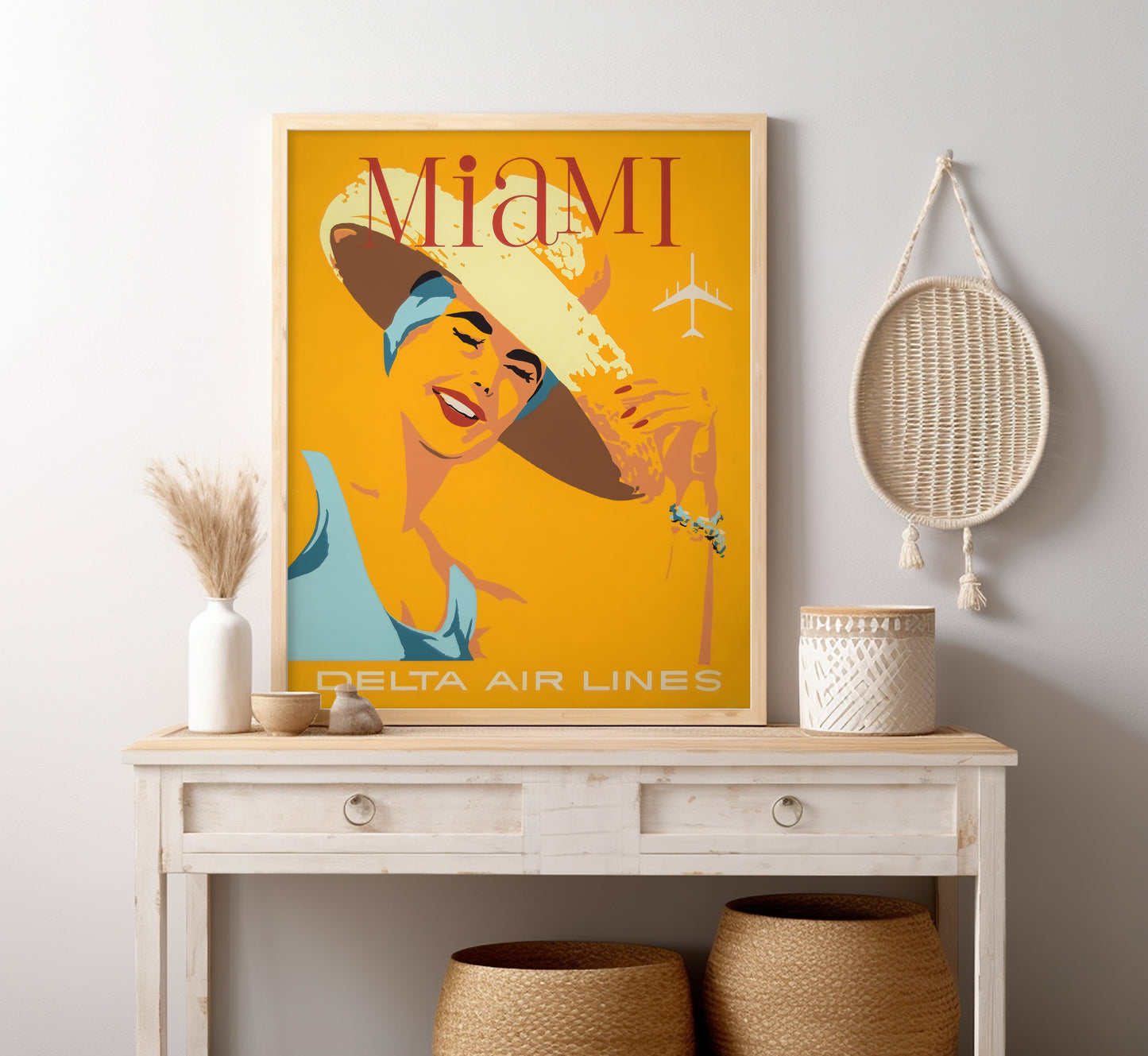 Miami Delta Airlines vintage travel poster by unknown author, c. 1910-1955.