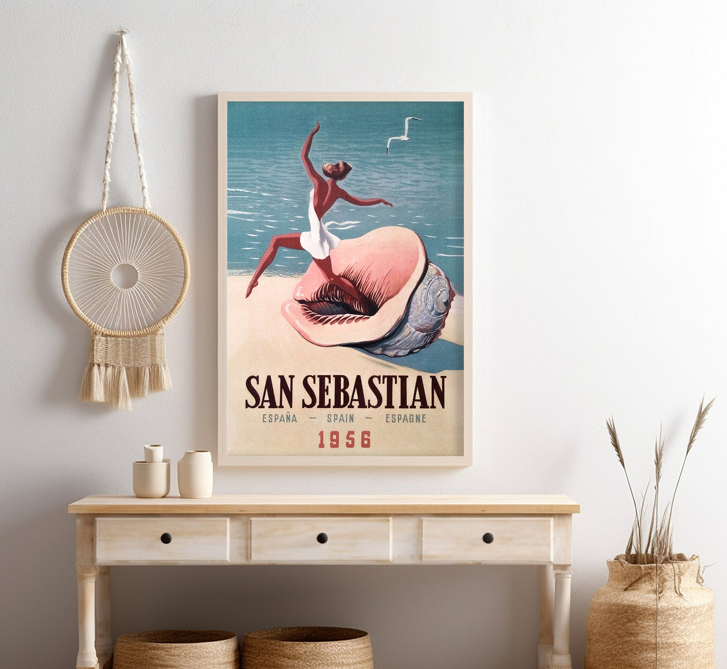 San Sebastian Spain Vintage Travel Poster by Unknown Author circa 1956.