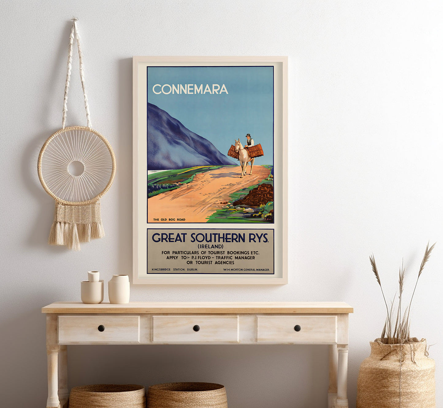 Connemara, The old bog road, Ireland vintage travel poster by I B Gray, 1910-1959.