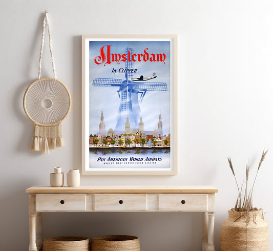 Amsterdam, Holland vintage travel poster by unknown author, 1930s.