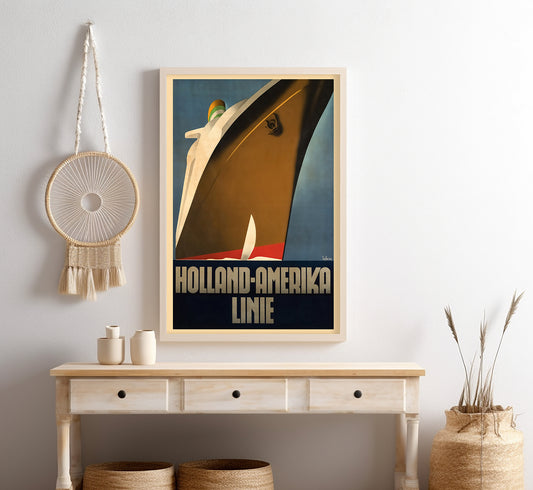 Holland America line vintage travel poster by Willem F. Ten Broek, 1936.